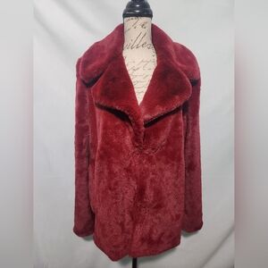 Rachel Zoe Faux Fur Red Teddy Jacket Coat. Size Large. NWT. RN 75343. Mobwife
